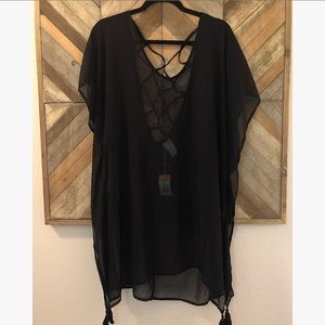 Sheer black bathing suit cover up